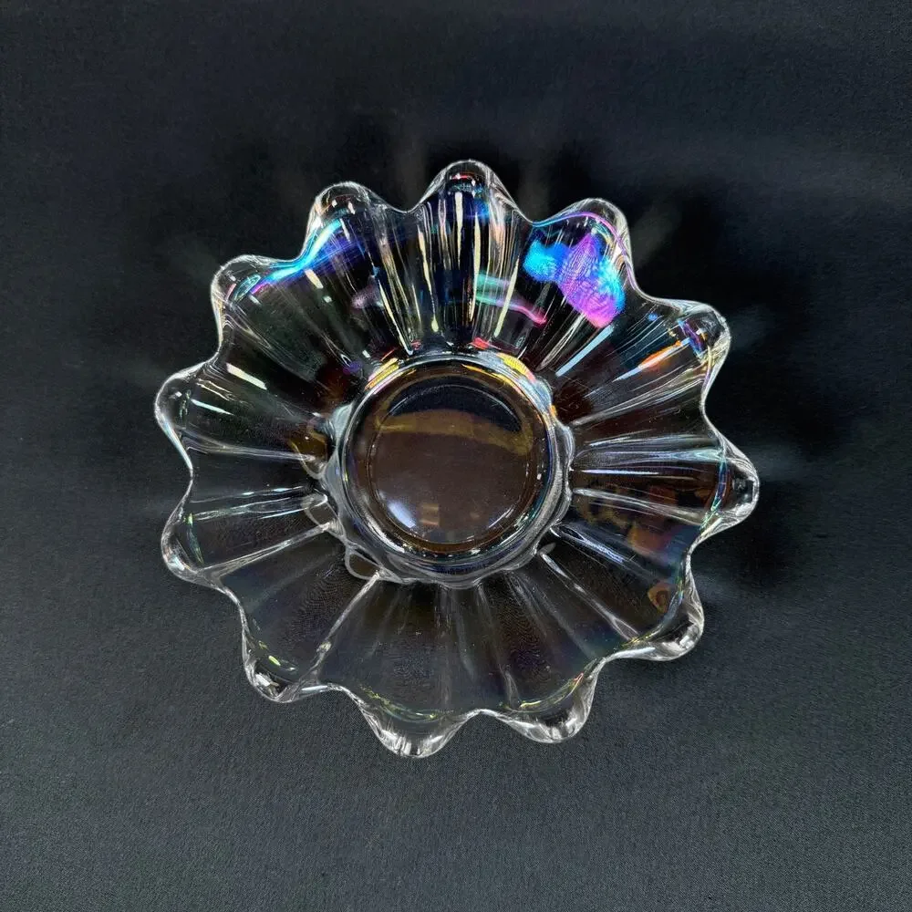 Lot of 2 Vintage Federal Glass Company Iridescent Celestial plate bowl 5.5